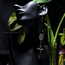 Load image into Gallery viewer, Black/Silver Rosary Inspired Earrings