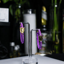 Load image into Gallery viewer, Purple and Lilac Satin Cord Braided Hoop Earrings