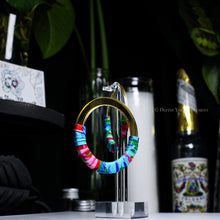 Load image into Gallery viewer, Fabric Wrapped Hoops - Gold Mirrored Studs