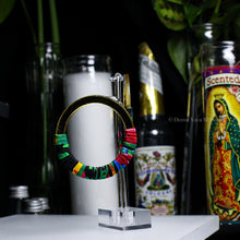 Load image into Gallery viewer, Fabric Wrapped Hoops - Gold Mirrored Studs