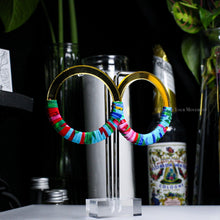 Load image into Gallery viewer, Fabric Wrapped Hoops - Gold Mirrored Studs