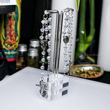 Load image into Gallery viewer, Clear/Silver Rosary Inspired Earrings - Double Layered
