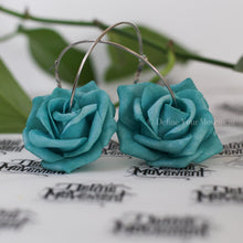 Load image into Gallery viewer, Rose Hoops - Teal Rose
