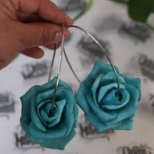 Load image into Gallery viewer, Rose Hoops - Teal Rose