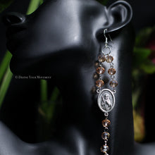 Load image into Gallery viewer, Pink/Silver Rosary Inspired Earrings
