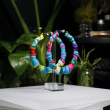 Load image into Gallery viewer, Fabric Wrapped Hoops - Aloha - Aqua
