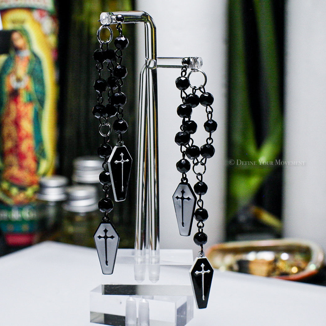 Coffin Rosary Inspired Earrings - Double Layered