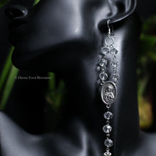 Load image into Gallery viewer, Clear/Silver Rosary Inspired Earrings
