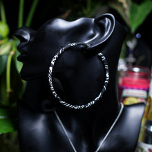 Load image into Gallery viewer, Black Bandana Hoop Earrings - Thin
