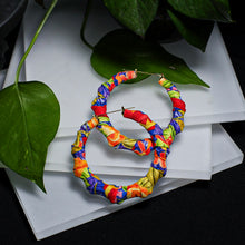 Load image into Gallery viewer, Fabric Wrapped Hoops - Summertime Whispers
