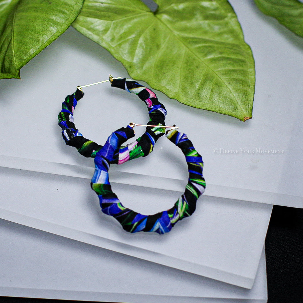 Fabric Wrapped Hoops - Palm Tree Leaves