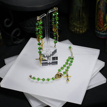 Load image into Gallery viewer, Green/Gold Rosary Inspired Bracelet
