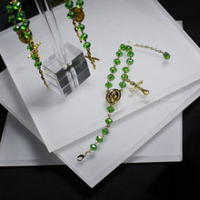 Load image into Gallery viewer, Green/Gold Rosary Inspired Bracelet
