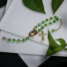 Load image into Gallery viewer, Green/Gold Rosary Inspired Bracelet
