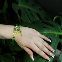 Load image into Gallery viewer, Green/Gold Rosary Inspired Bracelet
