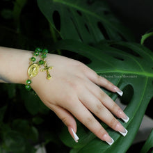 Load image into Gallery viewer, Green/Gold Rosary Inspired Bracelet
