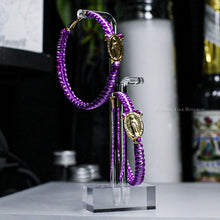 Load image into Gallery viewer, Purple and Lilac Satin Cord Braided Hoop Earrings
