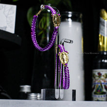 Load image into Gallery viewer, Purple and Lilac Satin Cord Braided Hoop Earrings
