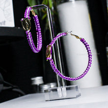 Load image into Gallery viewer, Purple and Lilac Satin Cord Braided Hoop Earrings
