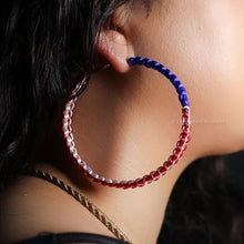 Load image into Gallery viewer, Puerto Rico Flag Satin Cord Braided Hoop Earrings
