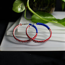 Load image into Gallery viewer, Puerto Rico Flag Satin Cord Braided Hoop Earrings
