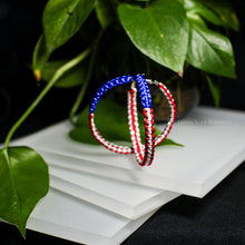 Load image into Gallery viewer, Puerto Rico Flag Satin Cord Braided Hoop Earrings
