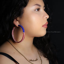 Load image into Gallery viewer, Puerto Rico Flag Satin Cord Braided Hoop Earrings
