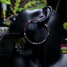 Load image into Gallery viewer, Transform your look with our Burgundy Bandana Hoop Earrings! Featuring vibrant fabric and a lightweight design, these earrings are sure to add a playful touch to any outfit. Comfortable for all-day wear, they&#39;ll quickly become your go-to accessory.
