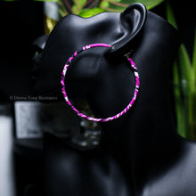 Load image into Gallery viewer, Transform your look with our Fuchsia Bandana Hoop Earrings! Featuring vibrant fabric and a lightweight design, these earrings are sure to add a playful touch to any outfit. Comfortable for all-day wear, they&#39;ll quickly become your go-to accessory.
