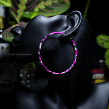 Load image into Gallery viewer, Transform your look with our Fuchsia Bandana Hoop Earrings! Featuring vibrant fabric and a lightweight design, these earrings are sure to add a playful touch to any outfit. Comfortable for all-day wear, they&#39;ll quickly become your go-to accessory.
