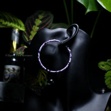 Load image into Gallery viewer, Transform your look with our Thin Lilac Bandana Hoop Earrings! Featuring vibrant fabric and a lightweight design, these earrings are sure to add a playful touch to any outfit. Comfortable for all-day wear, they&#39;ll quickly become your go-to accessory.
