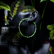 Load image into Gallery viewer, Transform your look with our Neon Green Bandana Hoop Earrings! Featuring vibrant fabric and a lightweight design, these earrings are sure to add a playful touch to any outfit. Comfortable for all-day wear, they&#39;ll quickly become your go-to accessory.
