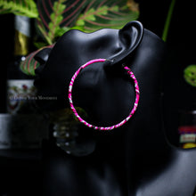 Load image into Gallery viewer, Transform your look with our Neon Pink Bandana Hoop Earrings! Featuring vibrant fabric and a lightweight design, these earrings are sure to add a playful touch to any outfit. Comfortable for all-day wear, they&#39;ll quickly become your go-to accessory.
