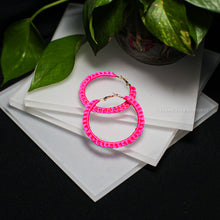 Load image into Gallery viewer, Neon Satin Cord Wrapped Hoop Earrings
