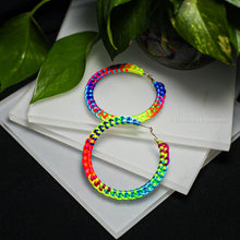 Load image into Gallery viewer, Neon Satin Cord Wrapped Hoop Earrings
