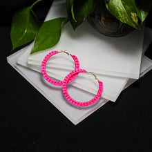 Load image into Gallery viewer, Neon Satin Cord Wrapped Hoop Earrings
