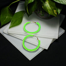 Load image into Gallery viewer, Neon Satin Cord Wrapped Hoop Earrings
