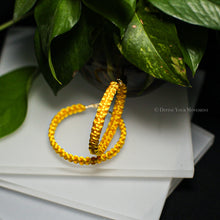 Load image into Gallery viewer, Yellow Satin Cord Wrapped Hoop Earrings
