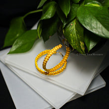 Load image into Gallery viewer, Yellow Satin Cord Wrapped Hoop Earrings
