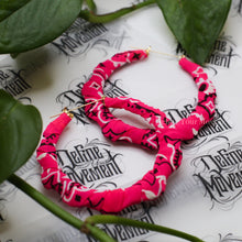 Load image into Gallery viewer, Neon Pink Bandana Hoop Earrings
