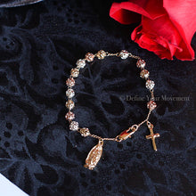 Load image into Gallery viewer, Gold Bracelet - Tri-Color Virgen De Guadalupe Bracelet - 8”
