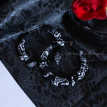 Load image into Gallery viewer, Black Bandana Wrapped Hoop Earrings
