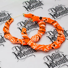 Load image into Gallery viewer, Neon Orange Bandana Hoop Earrings
