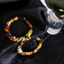 Load image into Gallery viewer, Fabric Wrapped Hoops - Golden Butterfly
