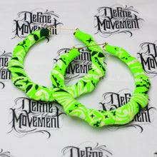 Load image into Gallery viewer, Neon Green Bandana Hoop Earrings
