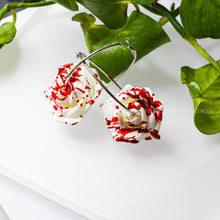 Load image into Gallery viewer, Rose Hoops - Painted White Rose
