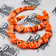 Load image into Gallery viewer, Neon Orange Bandana Hoop Earrings
