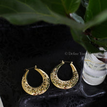 Load image into Gallery viewer, Gold Hoops - Swirled and Teardrop - 3.5 Inches
