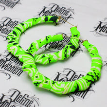 Load image into Gallery viewer, Neon Green Bandana Hoop Earrings
