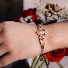 Load image into Gallery viewer, Gold Bracelet - Tri-Color Virgen De Guadalupe Heart Bracelet - 8&quot;
